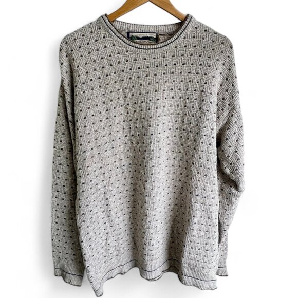 Vintage Men’s Shenandoah Knit Sweater Oatmeal, Brown, Blue - Size Large Tall - Picture 1 of 7